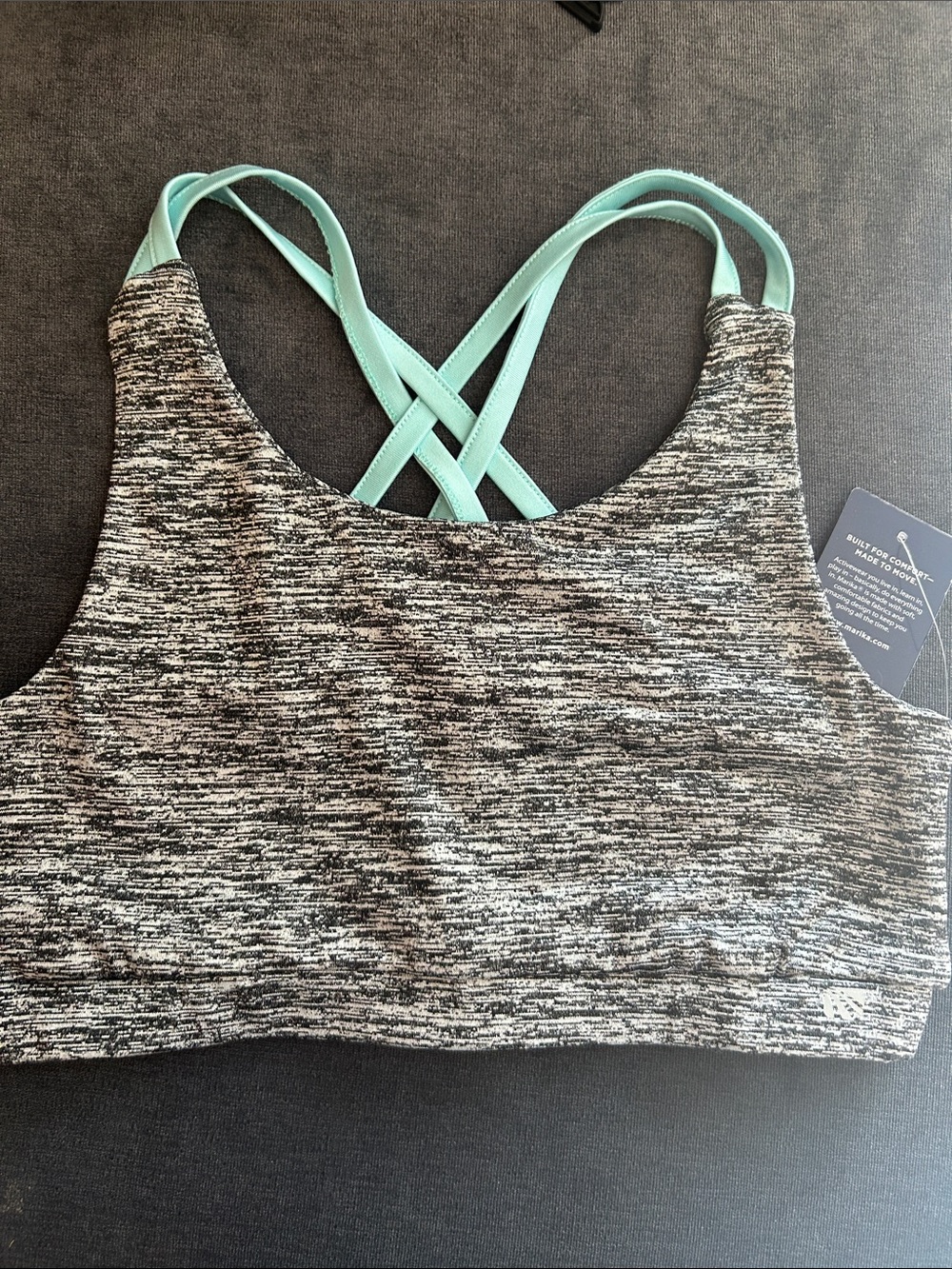 Girl’s Heathered Gray Sports Bralette with Mint Strappy Back
